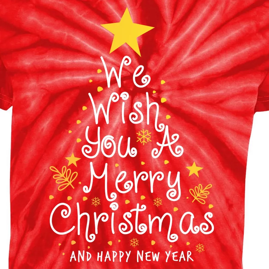 We Wish You A Merry Christmas And Happy New Year Star Tree Kids Tie-Dye T-Shirt