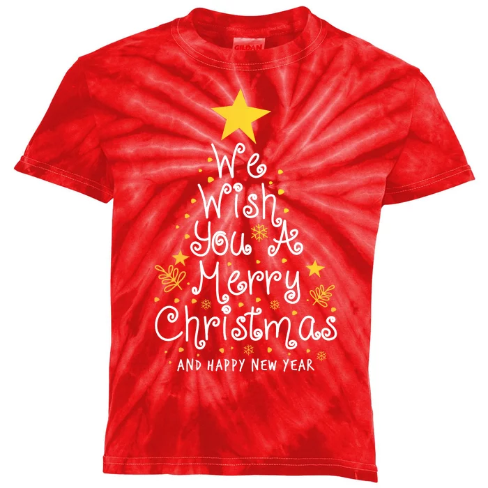 We Wish You A Merry Christmas And Happy New Year Star Tree Kids Tie-Dye T-Shirt