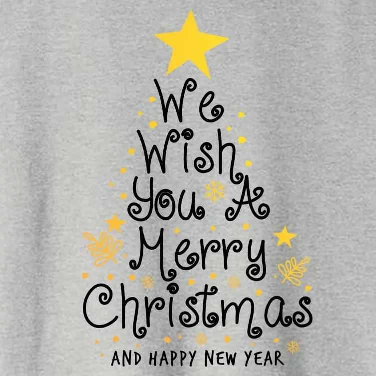 We Wish You A Merry Christmas And Happy New Year Star Tree Women's Crop Top Tee