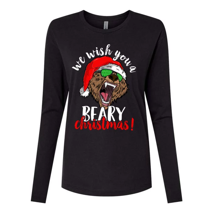 We Wish You A Beary Christmas Santa Bear Xmas Sunglasses Gift Womens Cotton Relaxed Long Sleeve T-Shirt