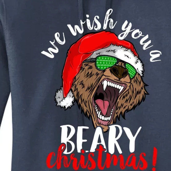 We Wish You A Beary Christmas Santa Bear Xmas Sunglasses Gift Women's Pullover Hoodie