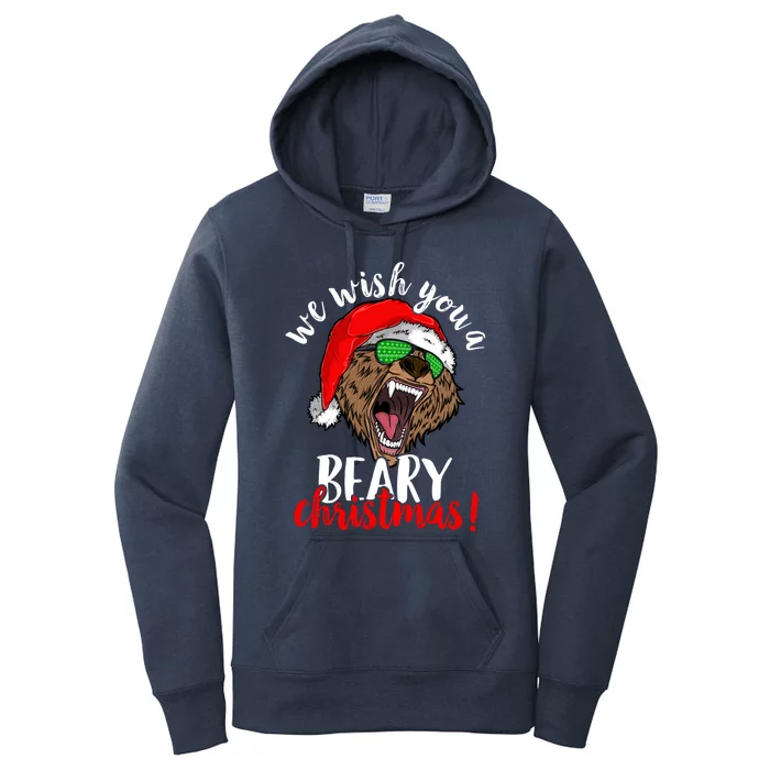 We Wish You A Beary Christmas Santa Bear Xmas Sunglasses Gift Women's Pullover Hoodie