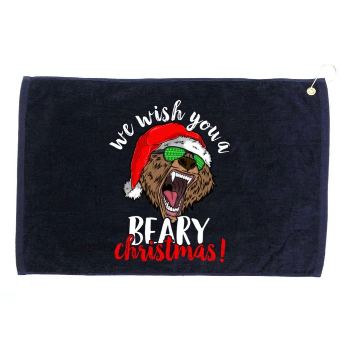 We Wish You A Beary Christmas Santa Bear Xmas Sunglasses Gift Grommeted Golf Towel