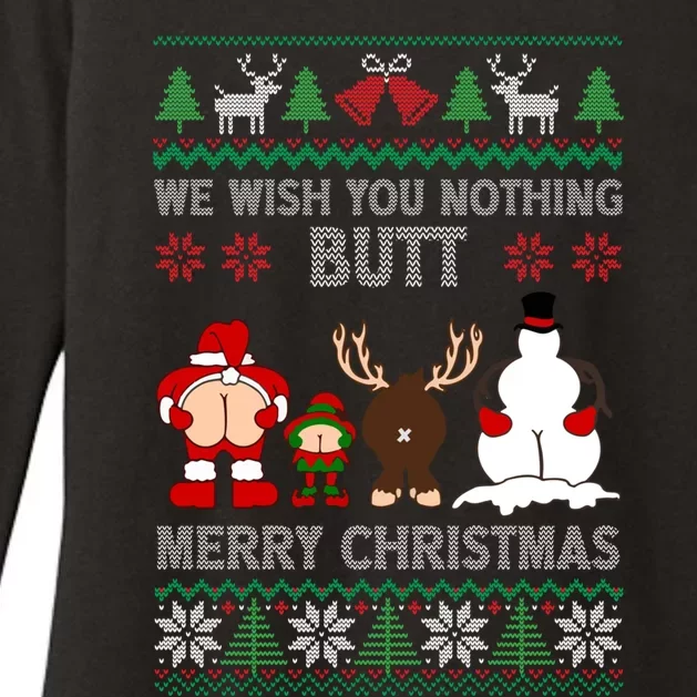 We Wish You Nothing Butt Merry Christmas Funny Santa Butt Cute Gift Womens CVC Long Sleeve Shirt