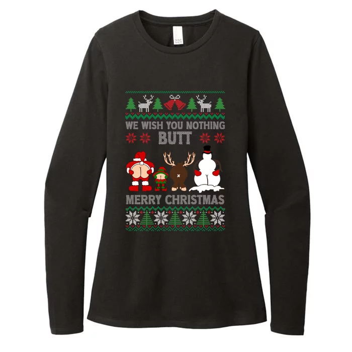 We Wish You Nothing Butt Merry Christmas Funny Santa Butt Cute Gift Womens CVC Long Sleeve Shirt