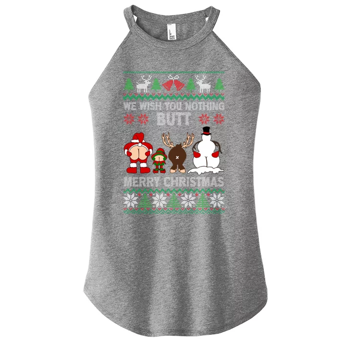 We Wish You Nothing Butt Merry Christmas Funny Santa Butt Cute Gift Women’s Perfect Tri Rocker Tank