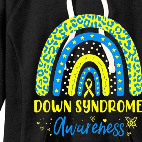 We Wear Yellow and Blue Down Syndrome Awareness Rainbow Women's Fleece Hoodie