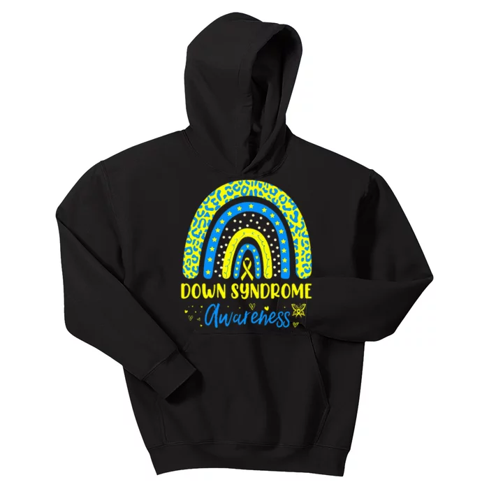 We Wear Yellow and Blue Down Syndrome Awareness Rainbow Kids Hoodie