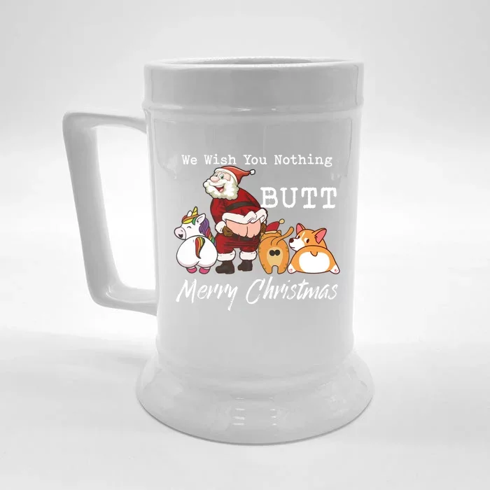 We Wish You Nothing Butt Merry Christmas Gift Funny Gift Front & Back Beer Stein