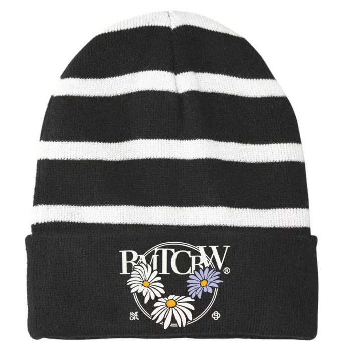 Woozi X Rmtcrw Round Flower Striped Beanie with Solid Band