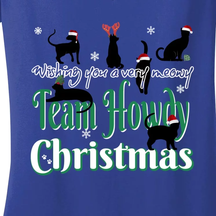 Wishing You A Very Meowy Team Howdy Christmas Gift Women's V-Neck T-Shirt