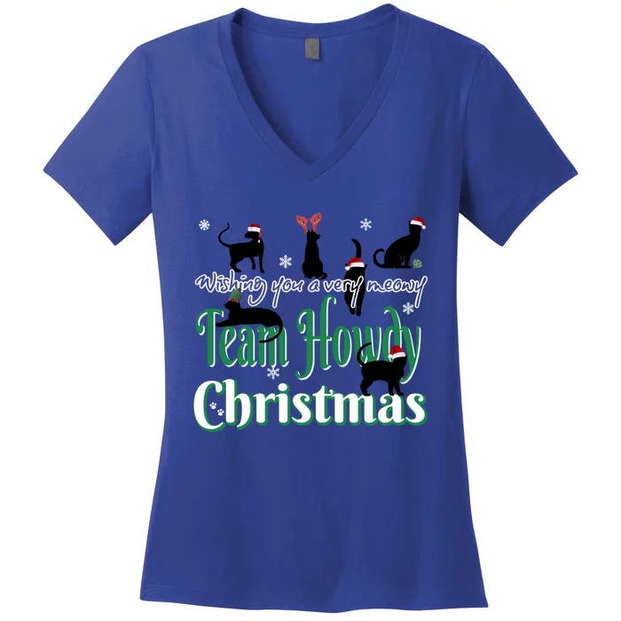 Wishing You A Very Meowy Team Howdy Christmas Gift Women's V-Neck T-Shirt