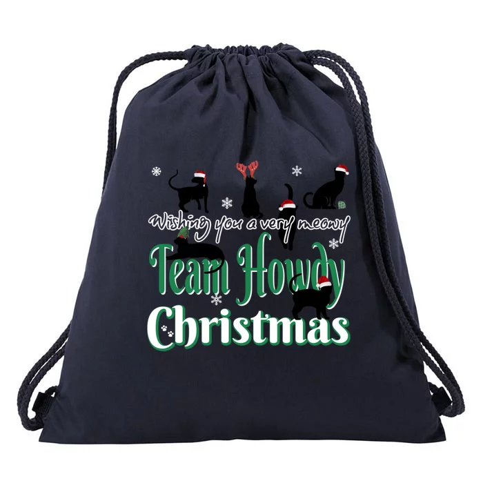 Wishing You A Very Meowy Team Howdy Christmas Gift Drawstring Bag