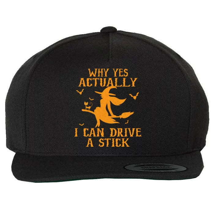 Why Yes Actually I Can Drive A Stick Funny Halloween Wool Snapback Cap