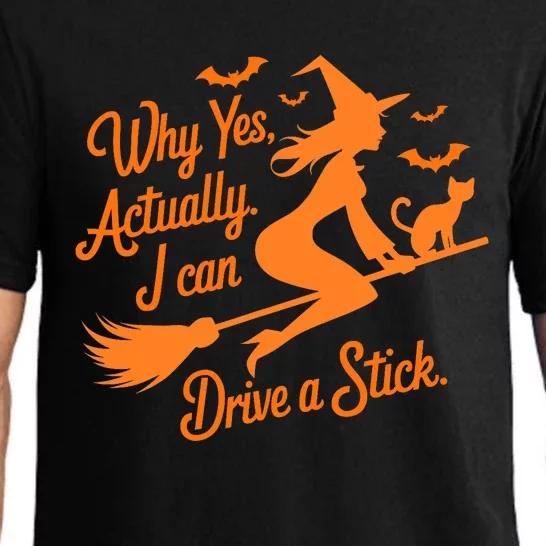 Why Yes Actually I Can Drive A Stick Funny Halloween Witch Pajama Set