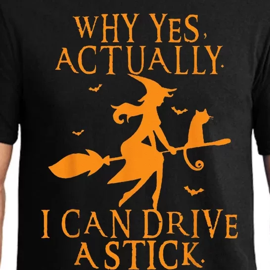 Why Yes Actually I Can Drive A Stick Halloween Witch & Cat Pajama Set