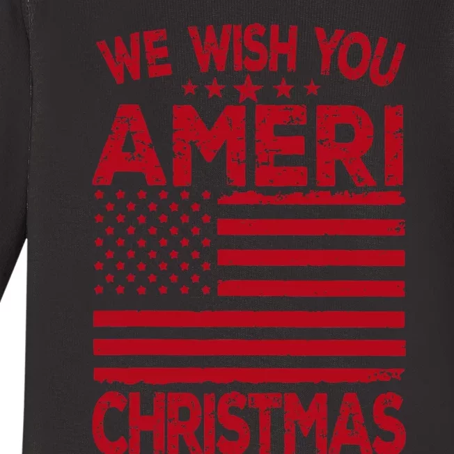 Wish You Ameri Christmas Funny USA Patriotic Baby Long Sleeve Bodysuit