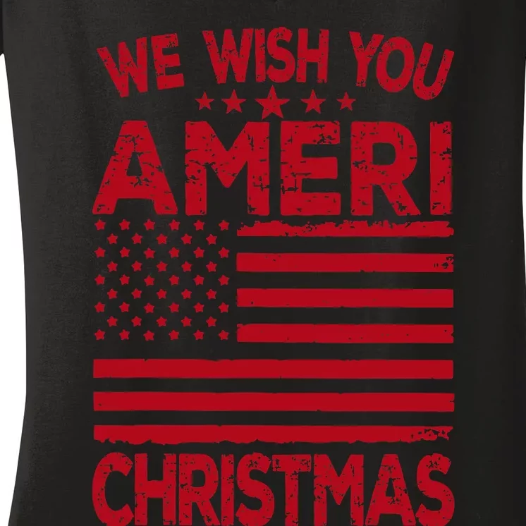 Wish You Ameri Christmas Funny USA Patriotic Women's V-Neck T-Shirt