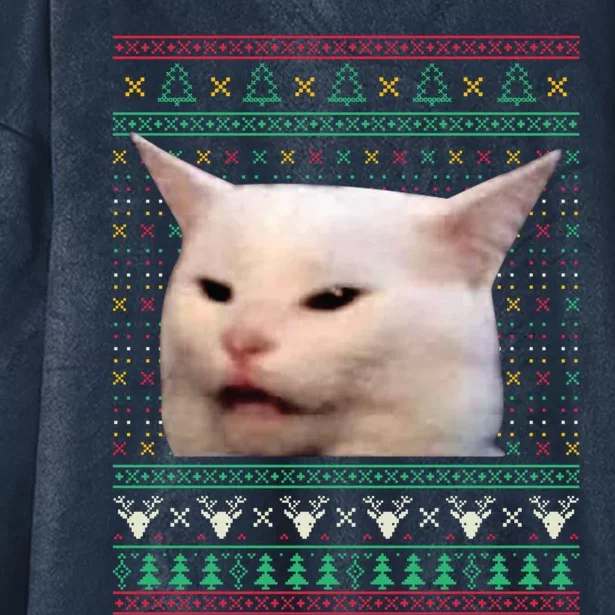 Woman Yelling At A Cat Ugly Xmas Sweaters Funny Meme Dress Hooded Wearable Blanket