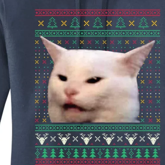 Woman Yelling At A Cat Ugly Xmas Sweaters Funny Meme Dress Women's Pullover Hoodie