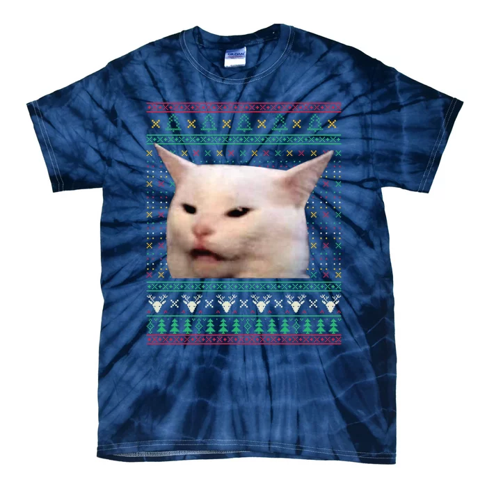 Woman Yelling At A Cat Ugly Xmas Sweaters Funny Meme Dress Tie-Dye T-Shirt