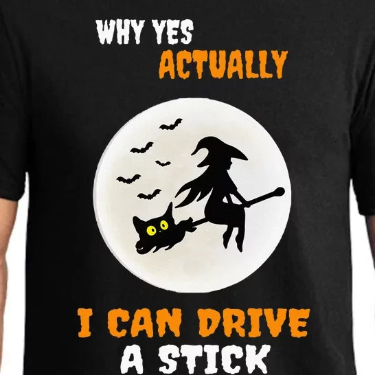 Why Yes Actually I Can Drive A Stick Halloween Witch & Cat Pajama Set