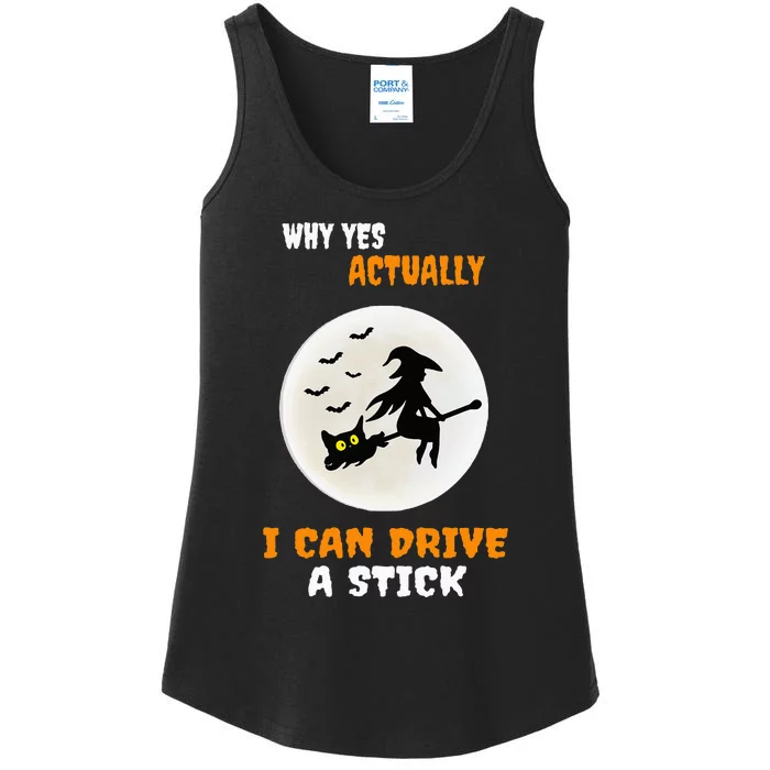 Why Yes Actually I Can Drive A Stick Halloween Witch & Cat Ladies Essential Tank