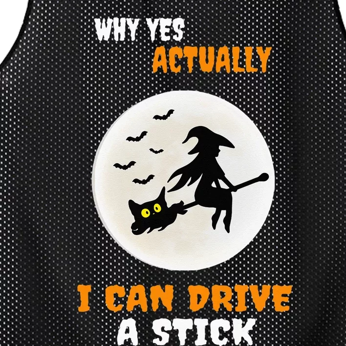 Why Yes Actually I Can Drive A Stick Halloween Witch & Cat Mesh Reversible Basketball Jersey Tank