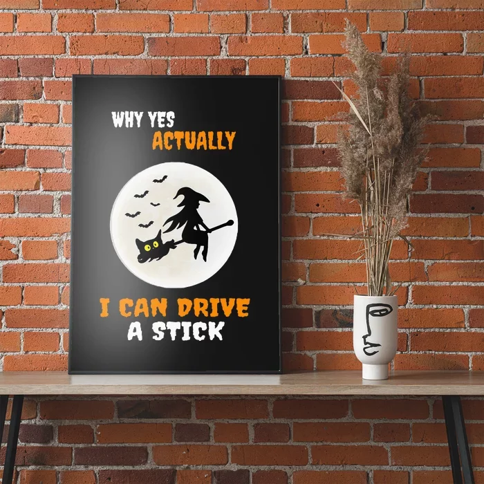 Why Yes Actually I Can Drive A Stick Halloween Witch & Cat Poster