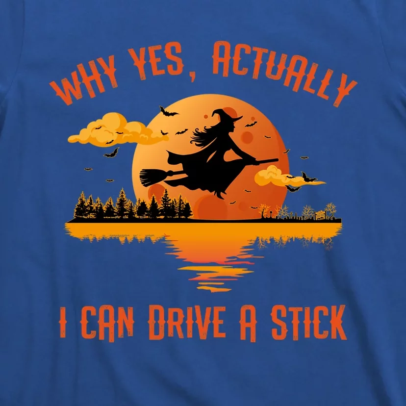 Why Yes Actually I Can Drive A Stick Funny Halloween Witch Gift T-Shirt