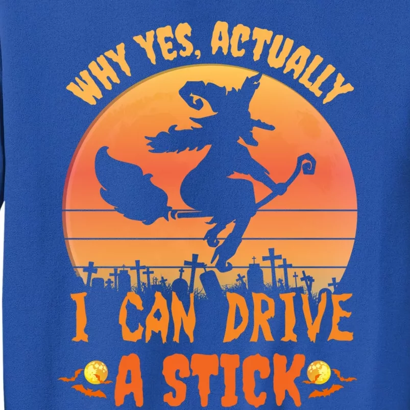 Why Yes Actually I Can Drive A Stick Halloween Witch Spooky Gift Tall Sweatshirt