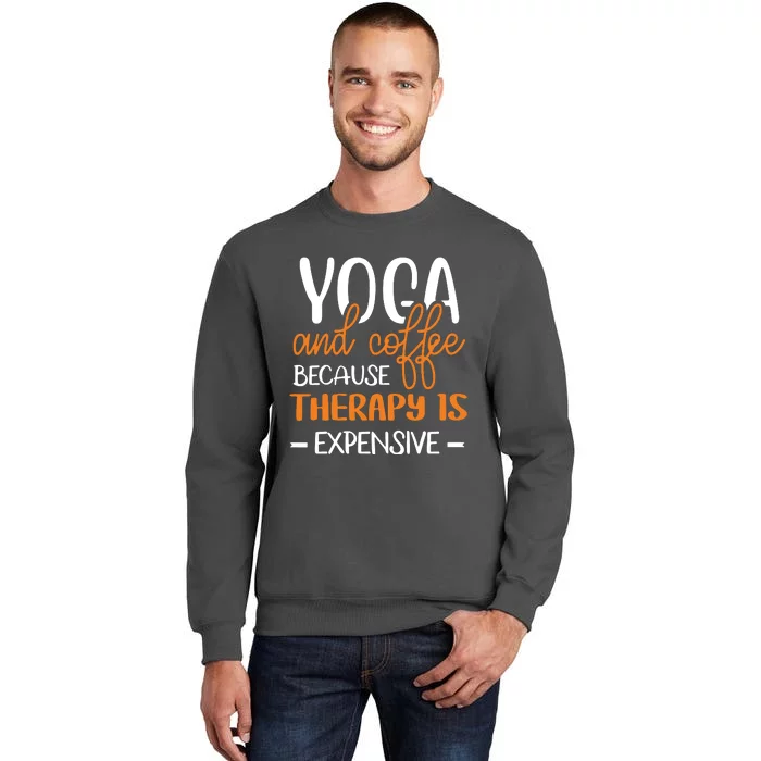 Womens Yoga And Coffee Meditation Funny VNeck Tall Sweatshirt