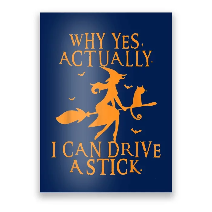 Why Yes Actually I Can Drive A Stick Halloween Witch & Cat Poster