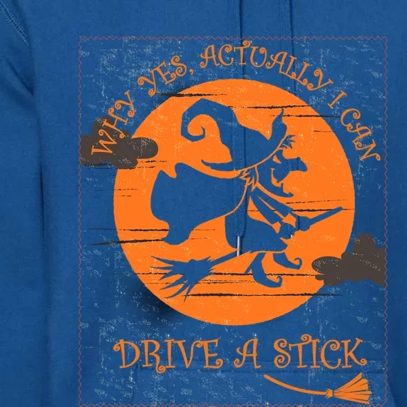 Why Yes Actually I Can Drive A Stick Halloween Witch Costume Cool Gift Premium Hoodie