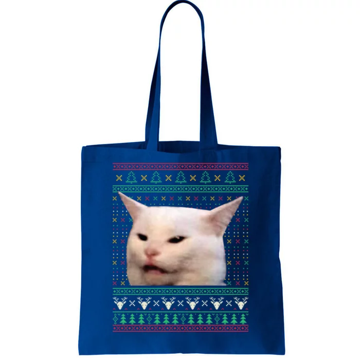 Wo Yelling At A Cat Ugly Xgiftmas Sweaters Funny Meme Dress Cute Gift Tote Bag