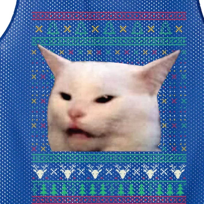 Wo Yelling At A Cat Ugly Xgiftmas Sweaters Funny Meme Dress Cute Gift Mesh Reversible Basketball Jersey Tank