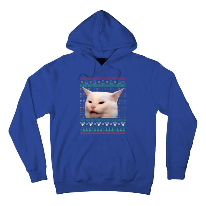 Wo Yelling At A Cat Ugly Xgiftmas Sweaters Funny Meme Dress Cute Gift Tall Hoodie