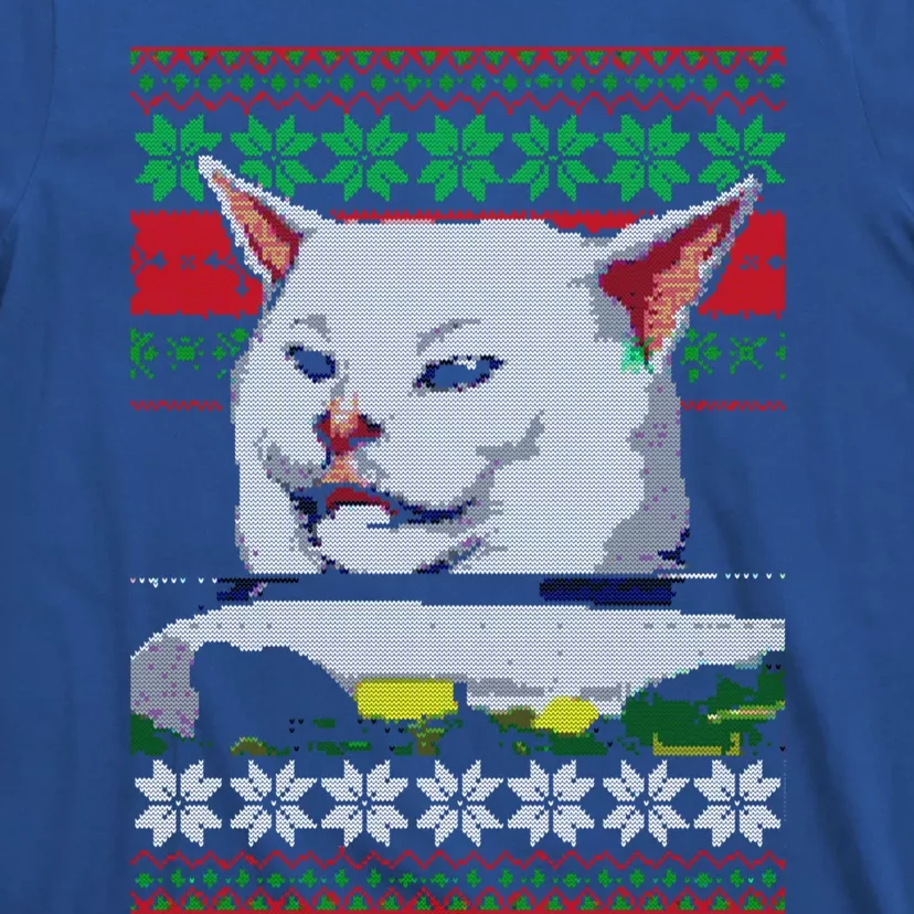 Wo Yelling At A Cat Ugly Christmas Sweater Meme Design Gift T-Shirt