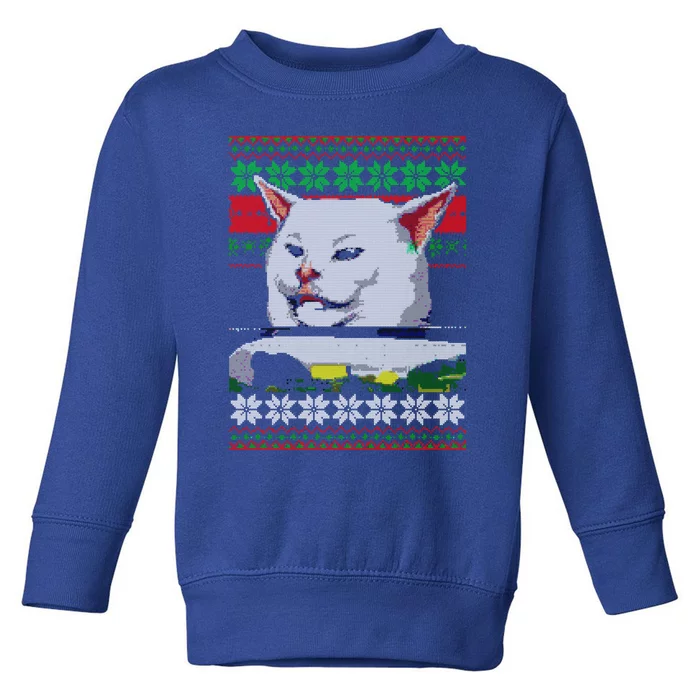 Wo Yelling At A Cat Ugly Christmas Sweater Meme Design Gift Toddler Sweatshirt