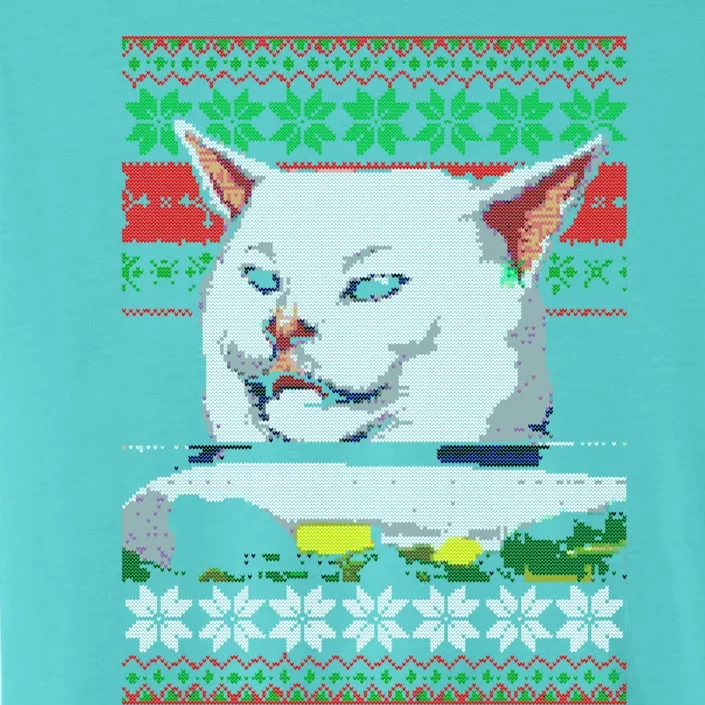 Wo Yelling At A Cat Ugly Christmas Sweater Meme Design Gift ChromaSoft Performance T-Shirt