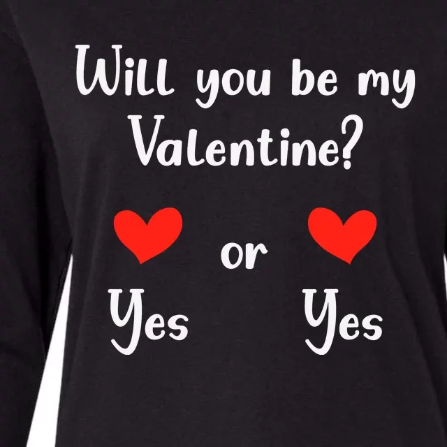 Will You Be My Valantine Yes Or Yes Valentines Day Womens Cotton Relaxed Long Sleeve T-Shirt