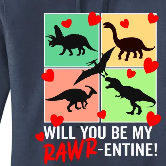 Will You Be My Rawrcute Giftentine Funny Valentines Day Dinosaur Cute Gift Women's Pullover Hoodie