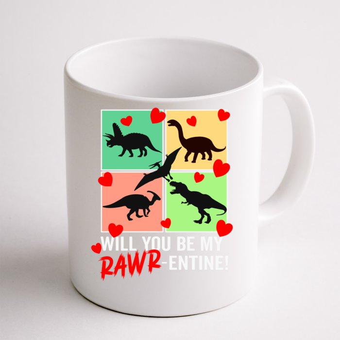 Will You Be My Rawrcute Giftentine Funny Valentines Day Dinosaur Cute Gift Front & Back Coffee Mug