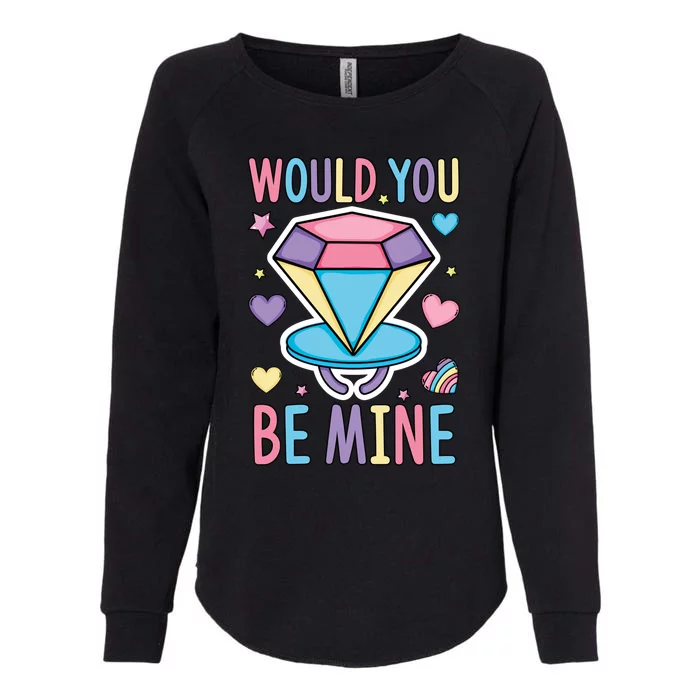 Would You Be Mine Valentines Vintage 90's Crystal Candy Ring Funny Gift Womens California Wash Sweatshirt