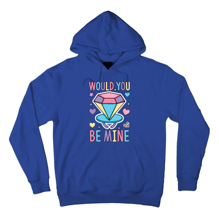 Would You Be Mine Valentines Vintage 90's Crystal Candy Ring Funny Gift Tall Hoodie