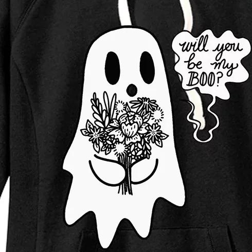 Will You Be My Boo Funny Ghost Halloween Bachelorette Women's Fleece Hoodie