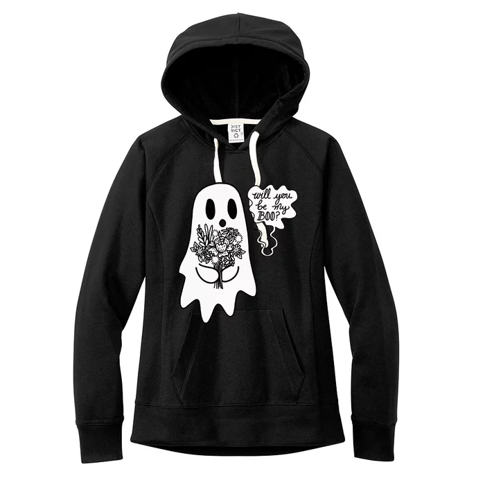 Will You Be My Boo Funny Ghost Halloween Bachelorette Women's Fleece Hoodie