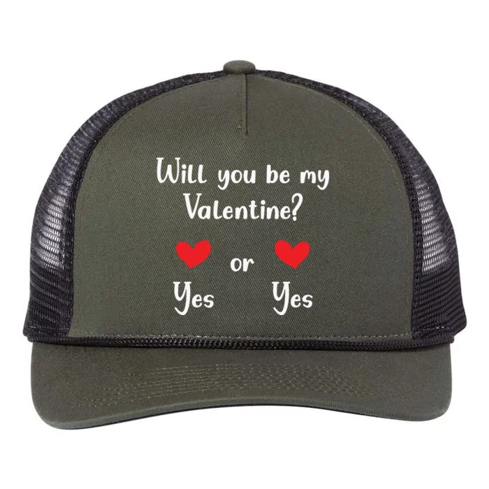 Will You Be My Valantine Yes Or Yes Valentines Day Retro Rope Trucker Hat Cap