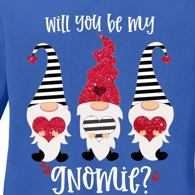 Will You Be My Gnomie Valentines Day Gnomes Great Gift Ladies Long Sleeve Shirt