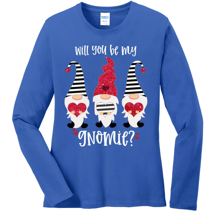 Will You Be My Gnomie Valentines Day Gnomes Great Gift Ladies Long Sleeve Shirt